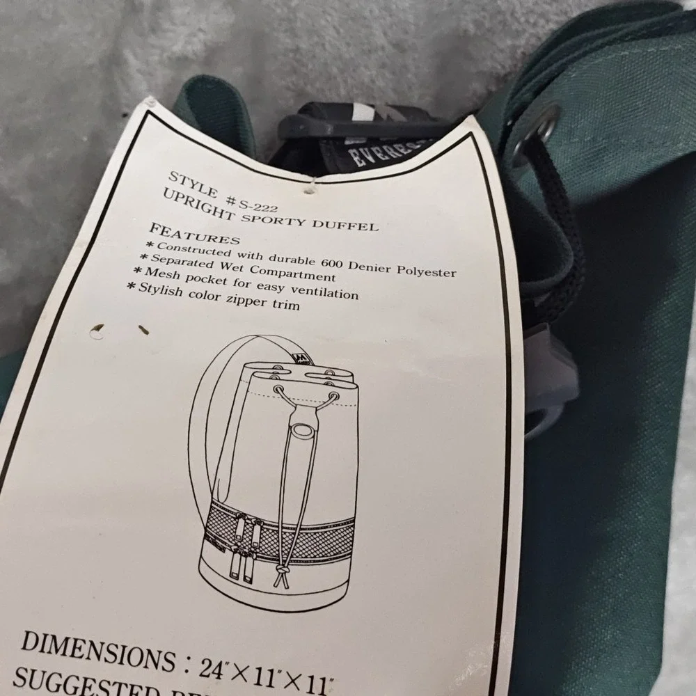 Vintage Everest Sporty Upright Duffel Bag BackPack Hiking Camping Fishing New